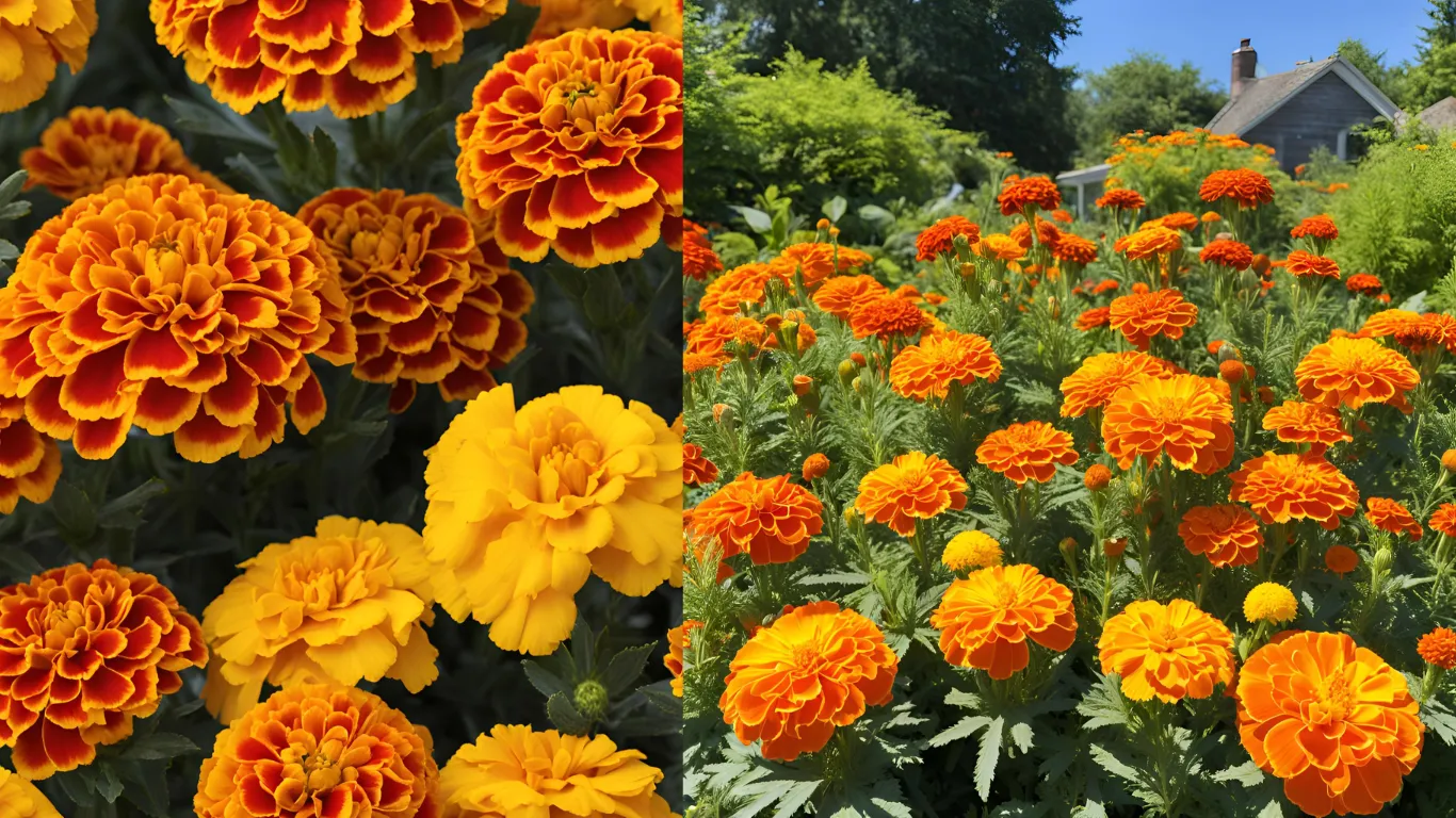 Bright orange and yellow marigolds